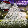 Explosiones de Amazon, telaraña de Halloween, telaraña triangular, araña de algodón, seda de araña, decoración de escena de casa embrujada
