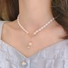 Estilo coreano Arco Amor Colar Fada Elegante Simples Diamante-incrustado Carta Colar Versátil Pérola Flor Clavícula Cadeia
