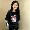Camiseta de Manga Larga Nueva para Niñas 2026, Camiseta Base Holgada para Niños Mayores, Top de Algodón Puro Falso de Dos Piezas para Primavera y Otoño