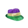 Decoraciones de carnaval Mardi Gras lentejuelas tricolores gorro + diadema de lentejuelas accesorios para fotos de fiesta navideña