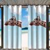 Cortinas Pretas para Varanda com Arte Personalizada de Animais e Plantas Tropicais Impressas para Exterior, Dropshipping Disponível