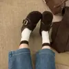 Zapatos Birkenstock de Suela Gruesa para Aumentar la Altura, Forrados de Polar Gris, Nuevo Estilo Otoño e Invierno 2026 Zapatos de Lana, Cálidos Zapatos de Algodón Birkenstock para Personas Bajitas