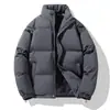 Comercio exterior ropa de invierno para hombre color liso estampado holgada cálida acolchada de algodón para parejas marca de moda estilo Hong Kong cuello cómoda nueva chaqueta acolchada de algodón