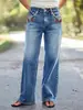 Hme Jeans para Mujer Transfronterizos Europeos y Americanos Marca de Moda High Street Estampado Bordado Sueltos Casuales Rectos de Pierna Ancha Pantalones para Mujer