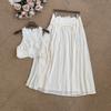 Conjunto de Top de Encaje con Pestañas Elegante Dulce Exquisito Estilo Louvre + Falda Larga para Mujer