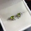Pendientes de Peridoto Natural Transfronterizos de Amazon Plata S925 Piedra Principal 6*6 Joyería de Lujo Ventas Directas de Fábrica