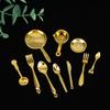 Juego de 11 piezas 1;12 Muñecas Casa Artificial Galvanizado Eléctricamente Olla Cuchara Tenedor Cuchillo Vajilla DIY Cabaña Rompecabezas Comida Mini Juguete