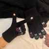 Novas luvas de inverno 2024 para estudantes femininas, para andar de bicicleta, quentes, para o frio, fofas, com tela sensível ao toque, dedos abertos, divertidas