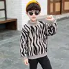 Suéter Grossinho de Lã Zebra Inverno Meninos Camisa Base Tricô Versátil Estilosa Infantil Roupa para Cima Meninos