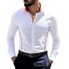 Comercio Exterior Amazon Ropa Nueva para Hombre Bloque de Color Cuello Triángulo Manga Larga Camisa Talla Europea Moda Juvenil Casual Camisa Sencilla