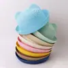 Sombrero de Paja con Visera para Niños, Lindo Sombrero de Verano con Orejas, Sombrero de Paja para Viajes a la Playa, Elegante Sombrero de Sol para Bebé con Ala Enrollada