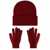 Conjunto personalizado de gorro de punto y guantes de invierno de Amazon para hombres y mujeres, gorro cálido de lana para parejas al aire libre, disponible en varios colores
