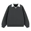 Otoño 2027 Nuevo Sudadera para Hombre Jacquard Compuesto de Peso Pesado Estilo Retro Americano Falsa de Dos Piezas Estilo Old Money Cuello en V Pequeño