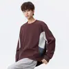 Camiseta Deportiva de Manga Larga con Patrón de Gofre, Secado Rápido para Exteriores, Nueva Colección Otoño 2026 para Parejas, Corte Holgado, Cuello Redondo, Patchwork