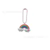 Estilo Femenino Rosa Cadena de Cuentas de Corazón de PVC Encanto Llavero de Estrella con Lazo Accesorio para Bolso Colgante Pequeño Regalo