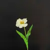 PU de tacto natural Sonrisa Abierta Tulipán Floral de Boda Brownie Tulipán Flor Artificial Atrezzo para Ramo de Fotos