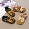 Sapatos Birkenstock Femininos Modernos com Bolinhas Laço Sapatos Pequenos de Couro Simples Sola Macia Estilo Floresta Sapatos de Princesa para Crianças Médias e Grandes Sapatos Individuais