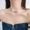 Dulce Mini Niña Collar Mariposa Hielo Rosa Perla Rosa de Alto Valor Elegante para Mujer 2024 Nueva Cadena Clavicular