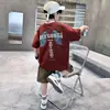 Traje de Vestir de Verano para Niños Verano 2025 Nuevo Conjunto de Dos Piezas de Manga Corta para Niños Niños Grandes Guapo Moda Coreana
