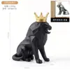 Decoración moderna minimalista de resina, artesanía de lujo ligero, escultura de animal león negro para sala de estar, comedor, mueble de vino, recibidor y estantería