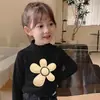 Y2365# Camiseta Casual de Manga Longa para Meninas Estilo Western Nova Crianças Primavera e Outono Veludo Alemão Joker Manga Longa