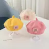 Chapéu de bebê outono e inverno chapéu de menina fofo boina de flor chapéu infantil de lã chapéu de pintor de tricô para meninas moda