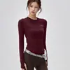 Ropa de Yoga en Stock, Ropa de Running y Fitness de Manga Larga de Secado Rápido, Tops Deportivos Elásticos Ajustados para Pilates para Mujeres