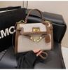 Bolso Kelly Portátil de Alta Calidad con Contraste de Texturas y Costuras de Color para Mujer, Nuevo Bolso de Hombro Cruzado Casual Retro Transfronterizo