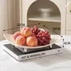 Plato de Fruta de Vid Estilo Italiano Lujo Ligero Artículos Decorativos Suaves Barra de Restaurante Gabinete de Barra Mesa de Café de Sala de Estar Bandeja de Frutos Secos Adornos