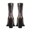 2024 Cuatro Estaciones Universal Nuevo Vintage Patrón de Piedra Puntiaguda Tacón Grueso Botines Puntiagudos Simples Tacones Altos Botas de Moda Botas de Mujer