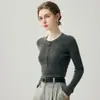 Suéter Sencillo de Cachemir con Cuello Henley para Mujer, Media Tapeta Francesa, Adelgazante, Capa Base de Cachemir, Otoño Invierno, Elegante