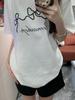 Suéter Preto e Branco Camiseta de Algodão Puro Manga Curta Marca Tendência Feminina Camiseta Estampada Manga Meia Manga Estilo Blurred and Clove Top Pintado à Mão Roupas