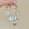 Pulsera de Concha Natural con Estrella de Mar Platino Azul para Mujer, Accesorio Único y Hermoso de Costa, Joyería Estilo Vacaciones en Isla
