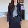 Cárdigan de punto a rayas falso dos piezas, manga larga, nuevo diseño otoño 2026, chaqueta suéter de corte holgado, top básico