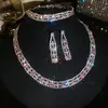 Aretes Anillo Ovalado de Zirconia Collar para Mujer Personalizado Exquisito Moda Cadena para Clavícula Set de Joyería de Lujo Ligero Gama Alta