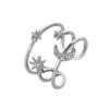 Anillo de Moda Europea y Americana para Mujer Anillo de Estrella Luna Hueco de Tres Capas Personalidad Diamante Estrella de Cinco Puntas Anillo Abierto