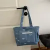 Bolsa de Ombro Tote Jeans Estampada Transfronteiriça 2026 com Laço Bordado de Grande Capacidade Nova Casual para o Dia a Dia Moda