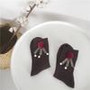 PATTKIN Calcetines de lana de conejo con hebilla de terciopelo perlado a cuadros y rayas verticales, calcetines cálidos de lana gruesa para mujer