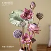 Novo buquê de flor de lótus seca estilo chinês, flores reais para decoração de sala de estar, folhas e flores de lótus, vaso decorativo de alta qualidade, inspirado em Zen e natural