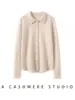 Suéter de Punto Versátil Kangsaixi 100% Cachemira Pura para Mujer, Cardigan de Canalé con Botones de Madera, Suéter de Estilo Francés Suave
