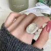 Anillo de Plata de Ley S925 Estilo Simple para Mujer, No se Desvanece, Lujo Accesible, Versátil, de Nicho, Gama Alta, Joyería de Mano Nueva Abierta