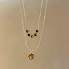 Colar Olho de Tigre Maillard Girassol Dourado Feminino Outono e Inverno Corrente de Suéter Empilhamento Retrô Acessórios de Nicho de Alto Padrão