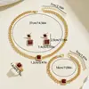 Set de Collar para Mujer Estilo Nuevo Europeo y Americano Pendientes con Diseño Geométrico Cuadrado Incrustado de Pedrería Joyería Versátil de Alta Gama Set de 4 Piezas