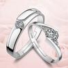 Anillo de compromiso de estilo coreano con diseño de pareja transfronterizo, anillo de boda para hombre y mujer, anillo de diamantes suaves, anillo chapado en plata, venta al por mayor de fábrica