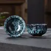 Taza de té torneada en horno Cerámica Taza individual Esmalte Tianmu incorporado Taza de té creativa con forma de sombrero de bambú Taza maestra para el hogar Taza de té grande