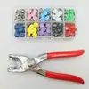 Juego transfronterizo de 100 piezas de alicates de presión de cinco puntas de acero inoxidable con recubrimiento sólido de 10 colores con botones de presión de metal coloridos