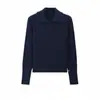 Suéter de Punto con Cuello Polo 2025 Otoño e Invierno Nuevo Estilo Grueso Simple Interior Manga Larga para Mujer