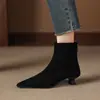 Primer Encuentro Botines Chelsea de Tacón Medio para Mujer Botines de Tacón Fino Ajustados Botas de Otoño/Invierno Botas Cortas Talla Grande 41