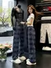 Pantalones de cuadros estilo americano negros para hombre y mujer, pantalones casuales elegantes de alta gama para verano con un ambiente relajado y despreocupado, pantalones casuales de pierna recta