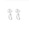 Moda Europea y Americana Minimalista Personalidad Estilo Ins Pendientes Huecos de Perla Diseño de Nicho Transfronterizo Pendientes de Acero Inoxidable de Dragón para Mujer